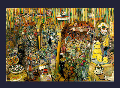 Cartoline del ristorante Famiglia Mancini di San Paolo, Brasile - Delcio Montagnin illustratore